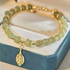Elegant Gold and Green Beaded Bracelet